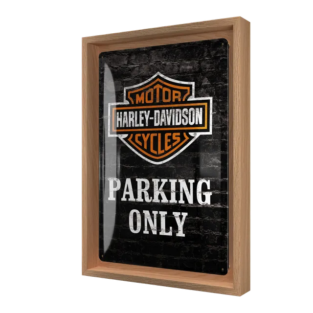 nostalgic-art-harley-davidson-parking-only-cornice-n-frame-m-edition-24x33-5-cm image 1