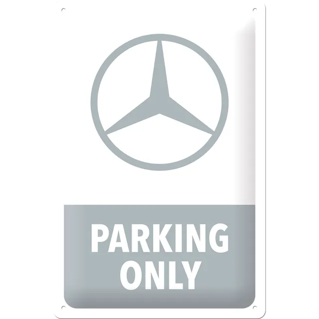 nostalgic-art-mercedes-benz-parking-only-grey-insegna-in-metallo-20x30-cm image 1