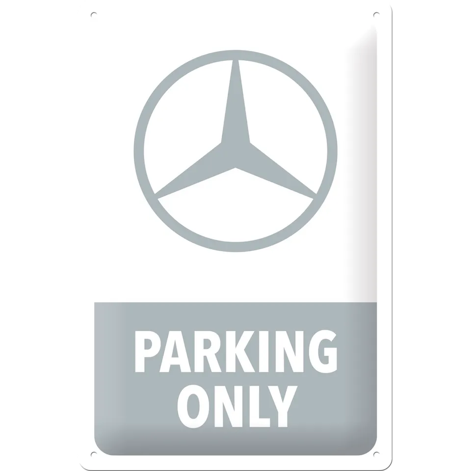nostalgic-art-mercedes-benz-parking-only-grey-insegna-in-metallo-20x30-cm image 1