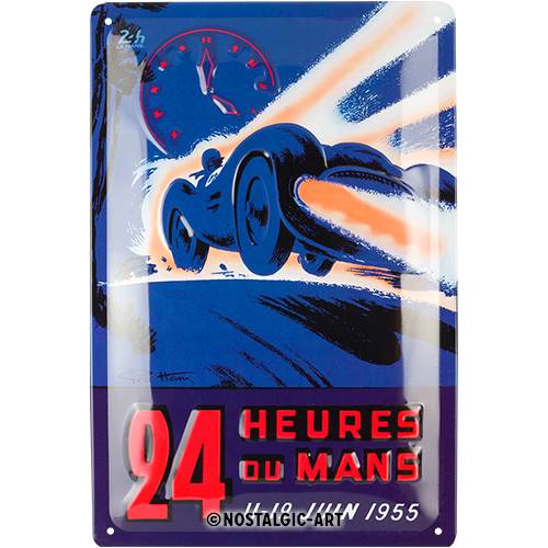nostalgic-art-24h-le-mans-racing-night-blue-1955-targa-in-metallo-20x30-cm image 2