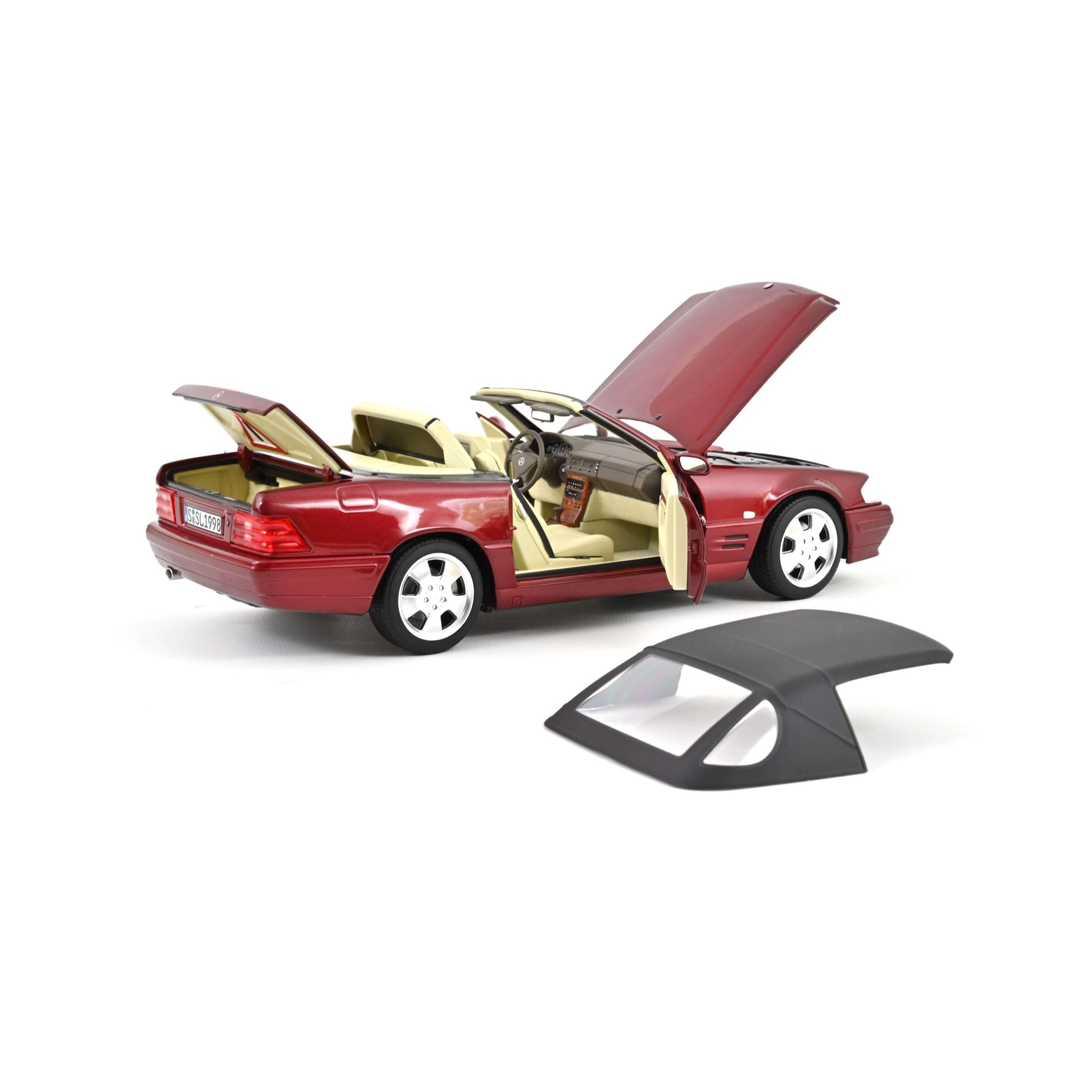 norev-mercedes-benz-sl-500-1999-rosso-metallizzato-scala-1-18 image 1