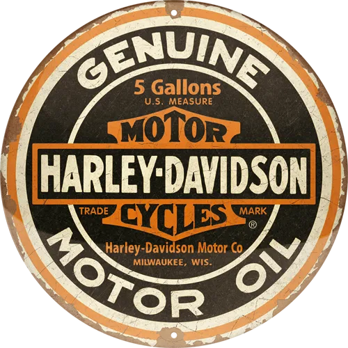 nostalgic-art-harley-davidson-genuine-motor-oil-targa-rotonda-in-metallo-35-cm image 1