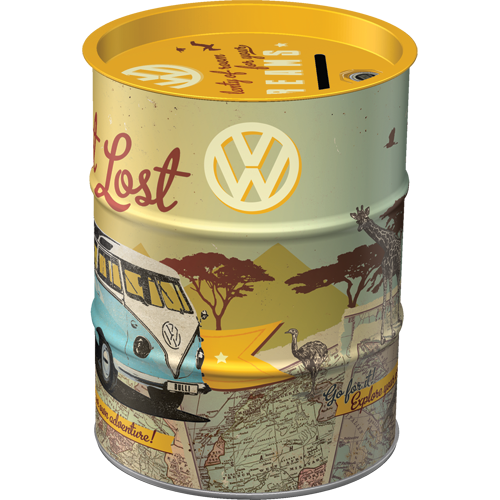 nostalgic-art-vw-bulli-let-s-get-lost-salvadanaio-a-barile-in-metallo image 3