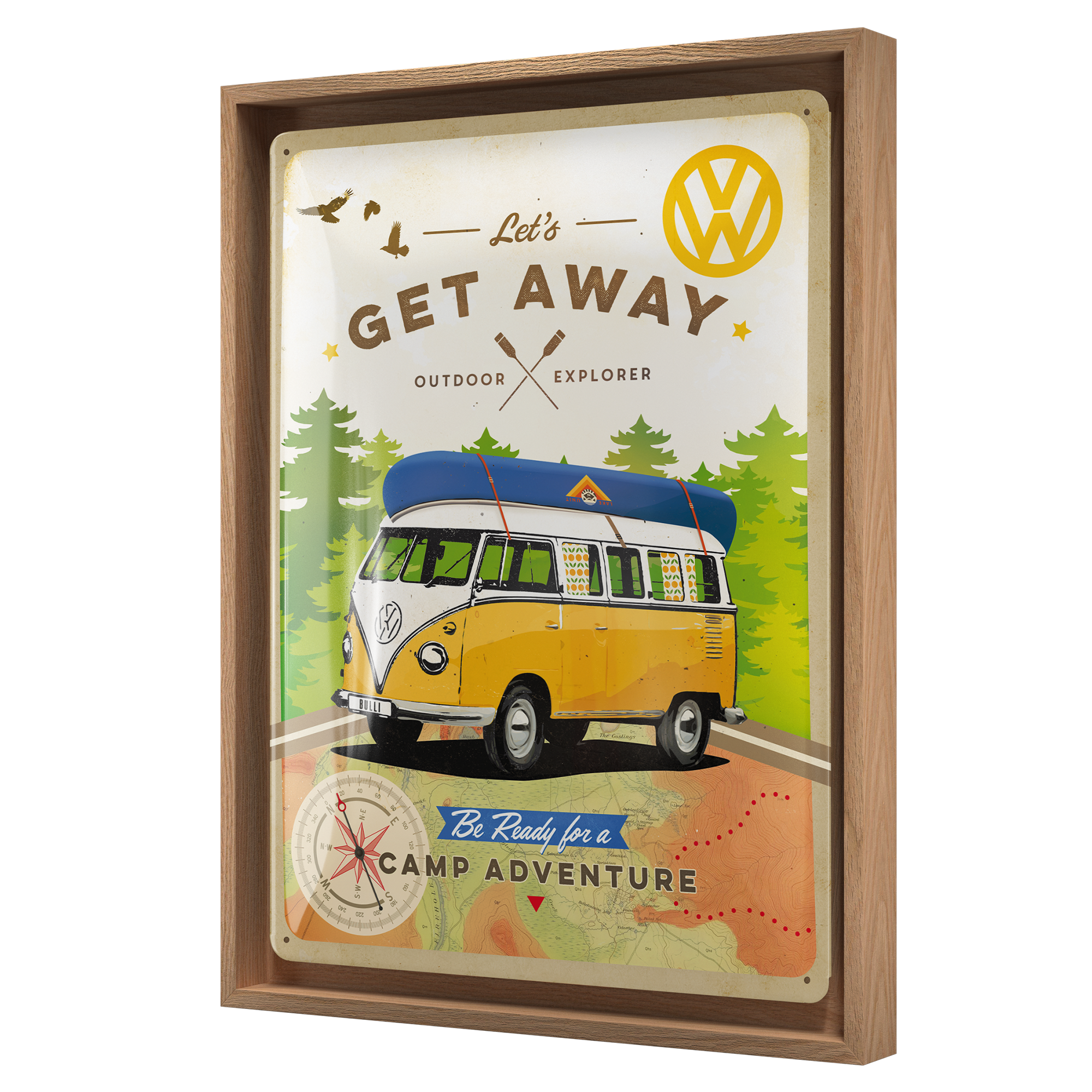 nostalgic-art-vw-bulli-let-s-get-away-cornice-n-frame-l-edition-33-5x44-cm image 1