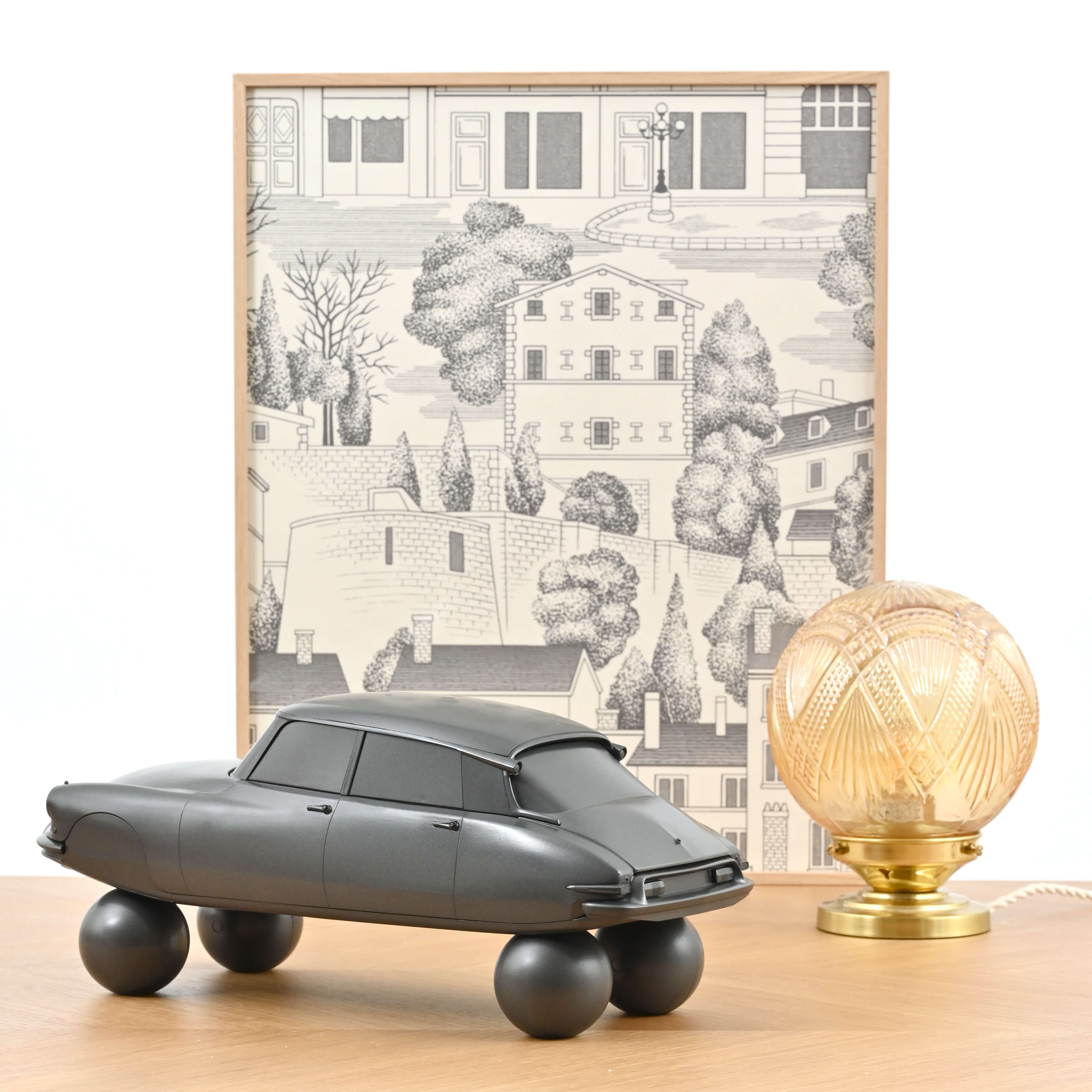 norev-citro-n-ds-19-sur-ballons-1959-scultura-grigio-opaco-modellino-1-12-100-pc image 2