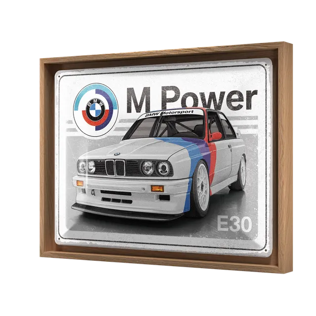nostalgic-art-bmw-motorsport-m-power-e30-cornice-n-frame-l-edition-33-5x44-cm image 1