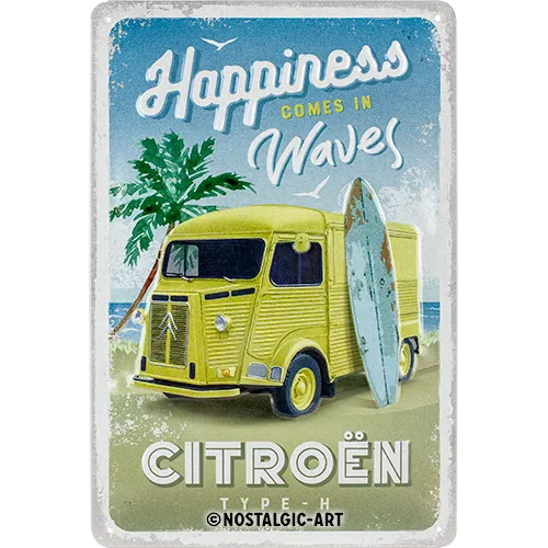nostalgic-art-citro-n-type-h-happiness-comes-in-waves-targa-metallica-20x30-cm image 1