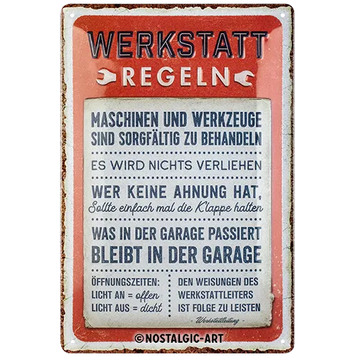 nostalgic-art-werkstattregeln-targa-in-metallo-20x30-cm-2 image 1