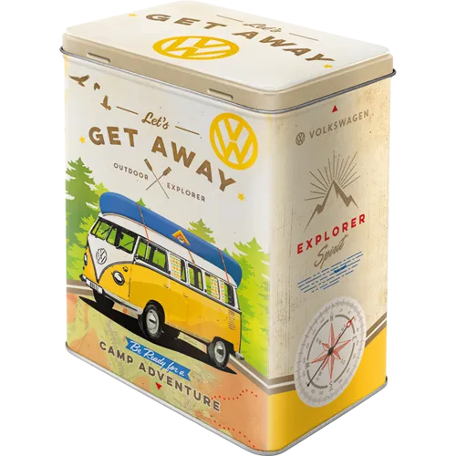 nostalgic-art-vw-bulli-let-s-get-away-scatola-latta-3-litri image 1