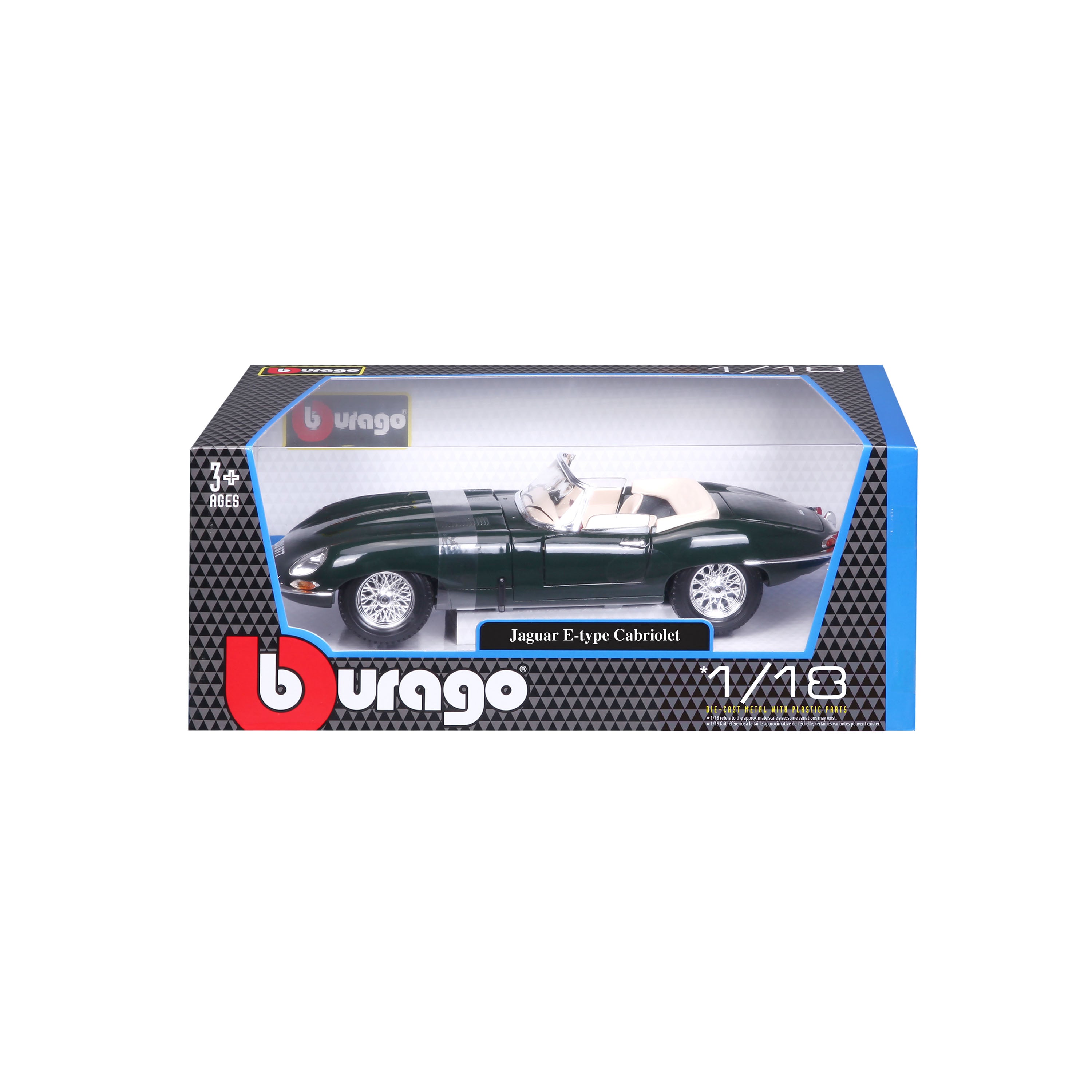 bburago-jaguar-e-type-cabriolet-1-18-verde-modellino-diecast-apribile image 7