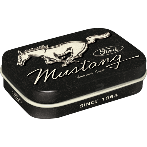 nostalgic-art-ford-mustang-horse-logo-black-scatolina-tascabile-con-mentine image 1