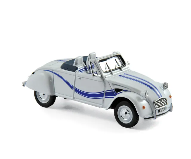 norev-citro-n-2cv-azelle-cabrio-1990-bianco-con-decori-blu-1-43-modellino-auto image 1
