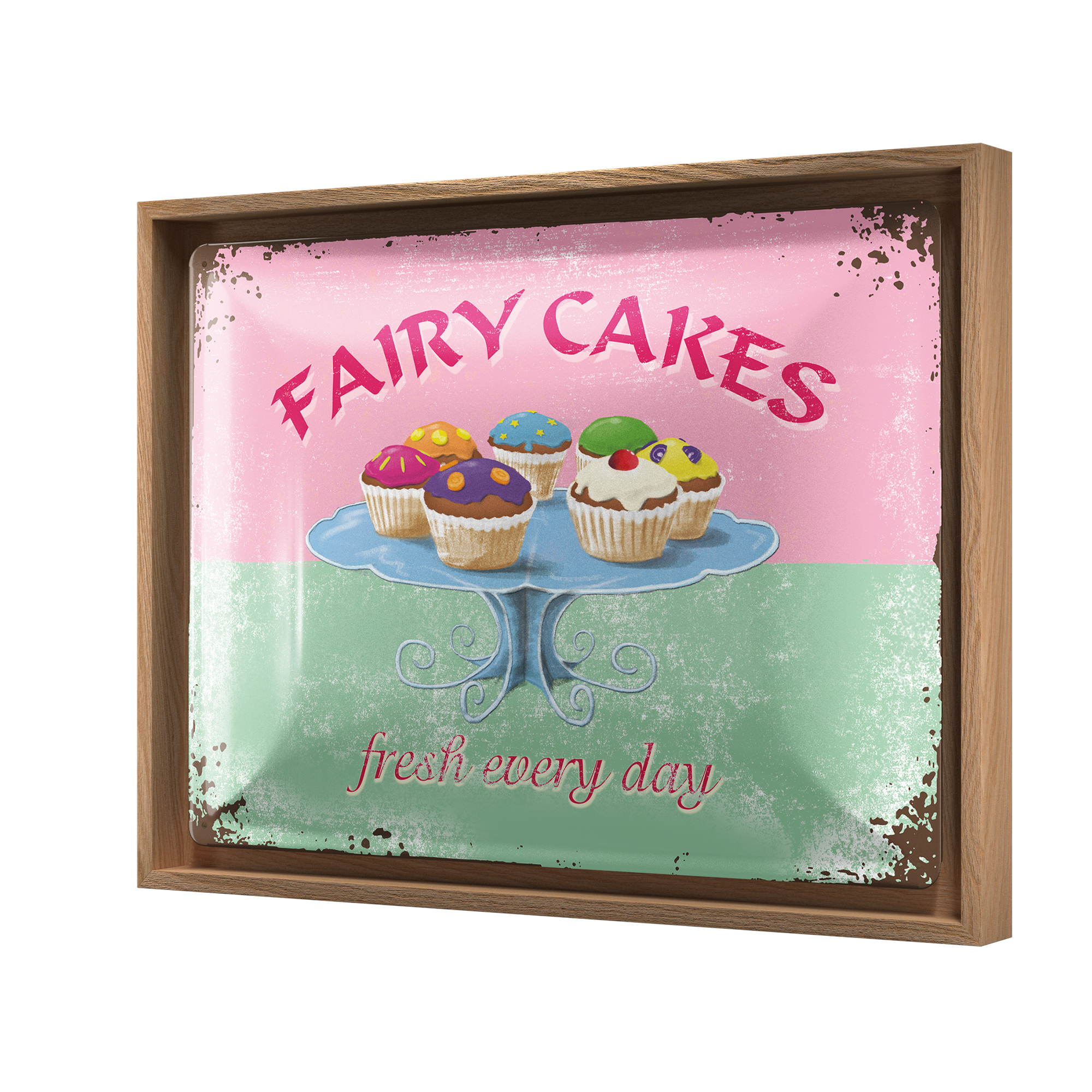 nostalgic-art-fairy-cakes-fresh-every-day-targa-in-metallo-con-n-frame-l-33-5-x- image 1
