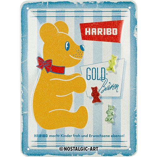 nostalgic-art-haribo-vintage-gold-b-ren-targa-in-metallo-15x20-cm image 1