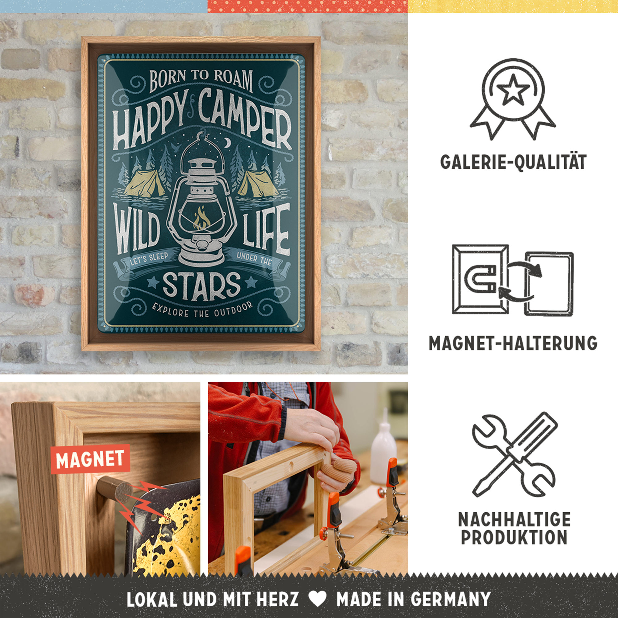 nostalgic-art-happy-camper-n-frame-l-edition-cornice-legno-33-5x44-cm image 3