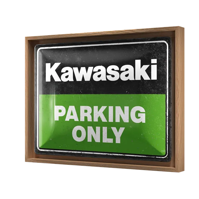 nostalgic-art-kawasaki-parking-only-green-cornice-n-frame-l-33-5x44-cm image 1