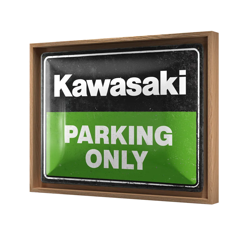 nostalgic-art-kawasaki-parking-only-green-cornice-n-frame-l-33-5x44-cm image 1