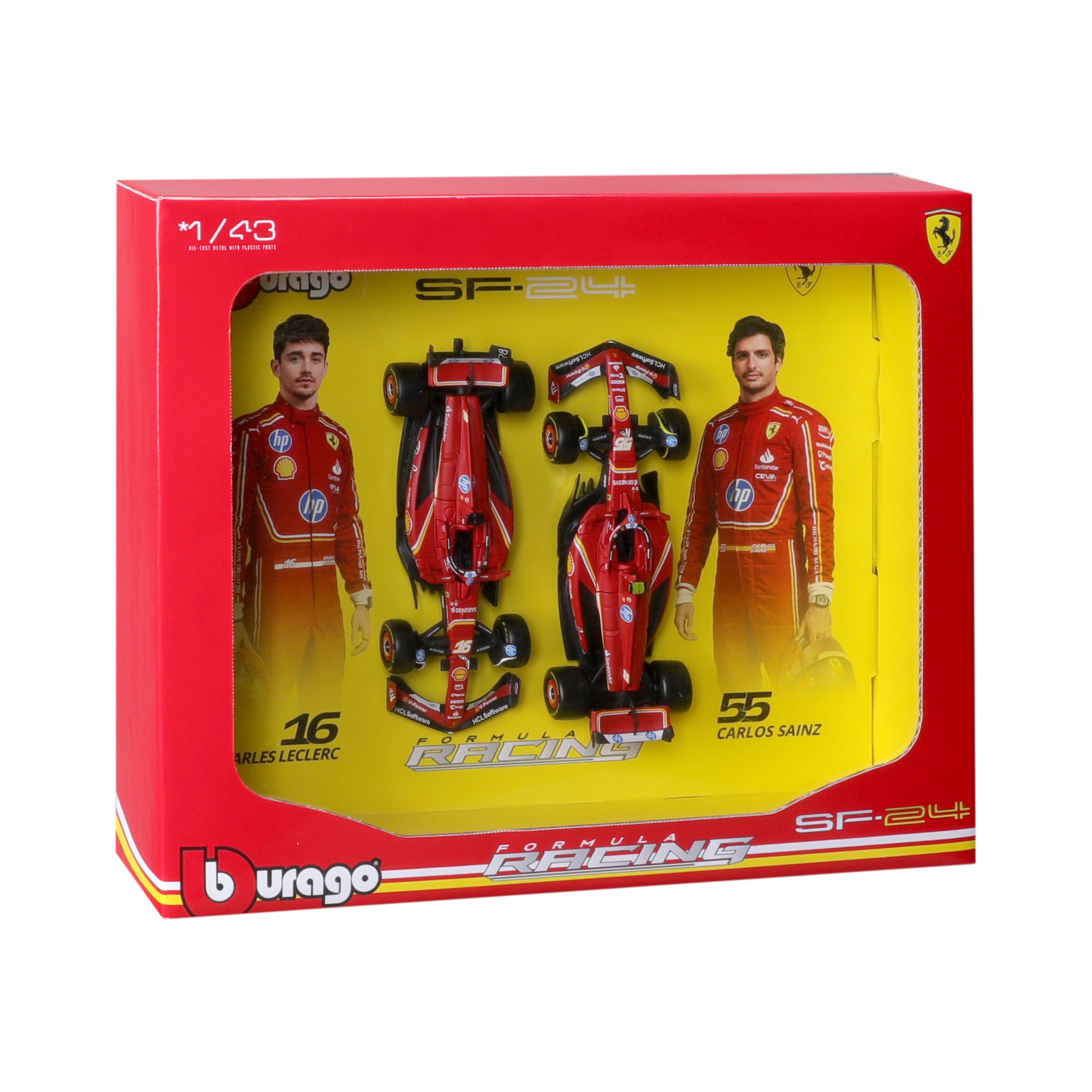 bburago-set-2-modelli-ferrari-sf-24-leclerc-sainz-f1-2024-1-43-livery-imola image 4