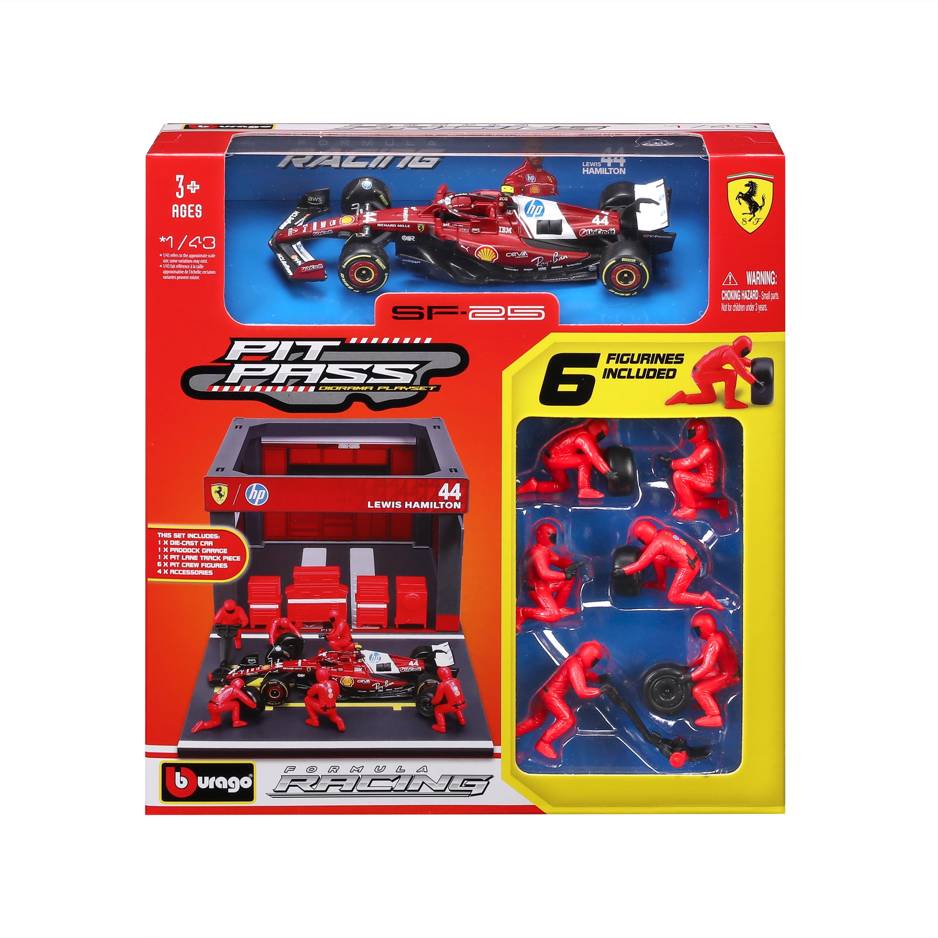 bburago-pit-stop-ferrari-sf-25-44-lewis-hamilton-playset-diorama-f1-con-auto-1-4 image 5