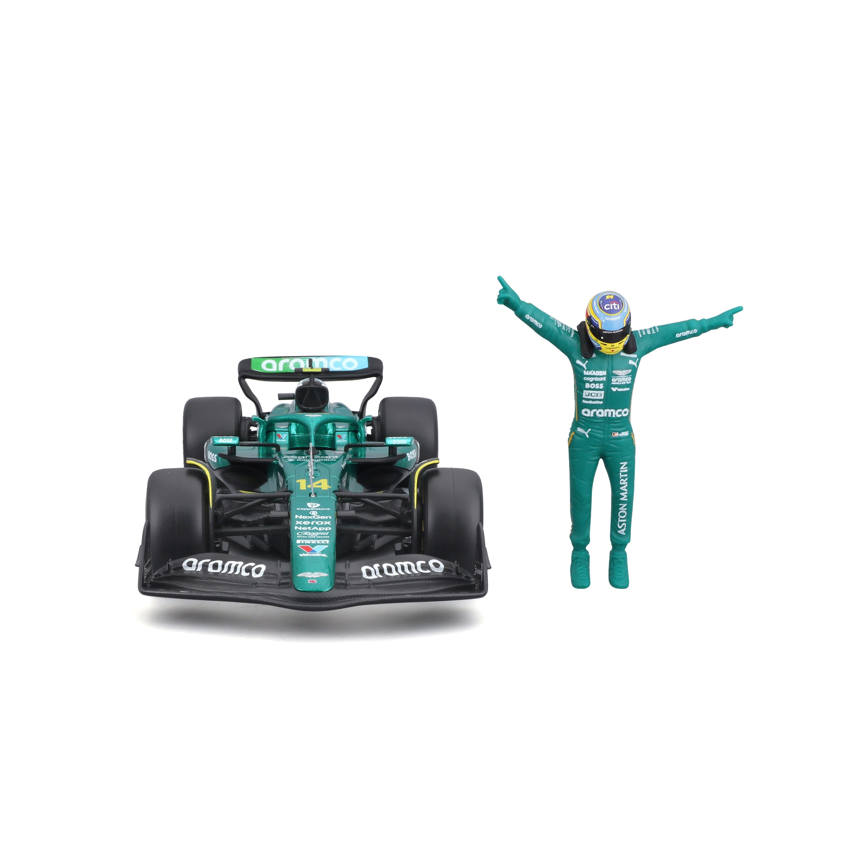 bburago-aston-martin-amr25-14-alonso-con-pilota-1-24-modellino-f1 image 3
