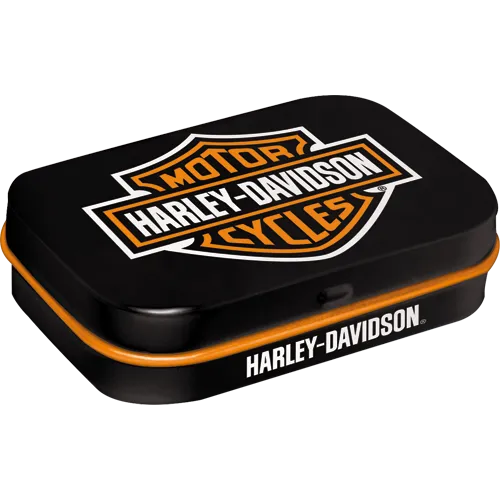 nostalgic-art-harley-davidson-logo-scatola-tascabile-in-metallo-con-mentine-6x4x image 1