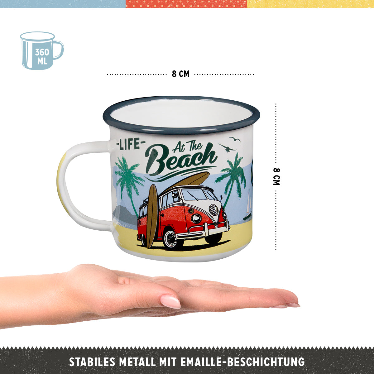 nostalgic-art-vw-bulli-beach-tazza-smaltata-360-ml-8x8-cm image 2