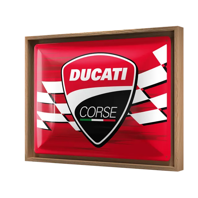 nostalgic-art-ducati-corse-logo-racing-flag-insegna-con-cornice-n-frame-l-33-5x4 image 1