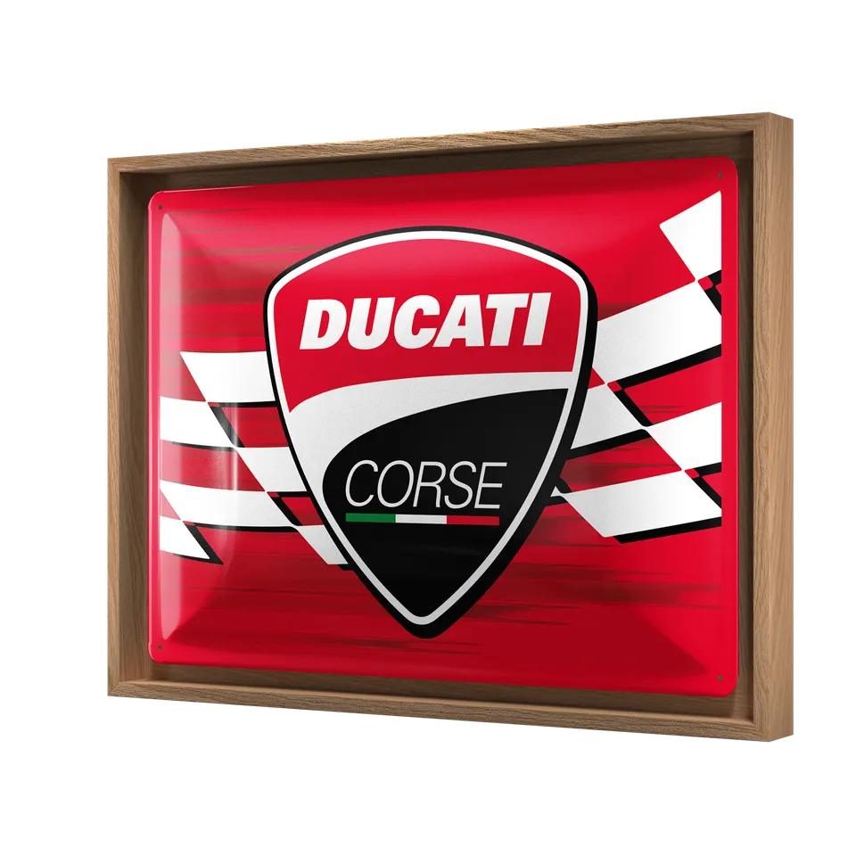 nostalgic-art-ducati-corse-logo-racing-flag-insegna-con-cornice-n-frame-l-33-5x4 image 1