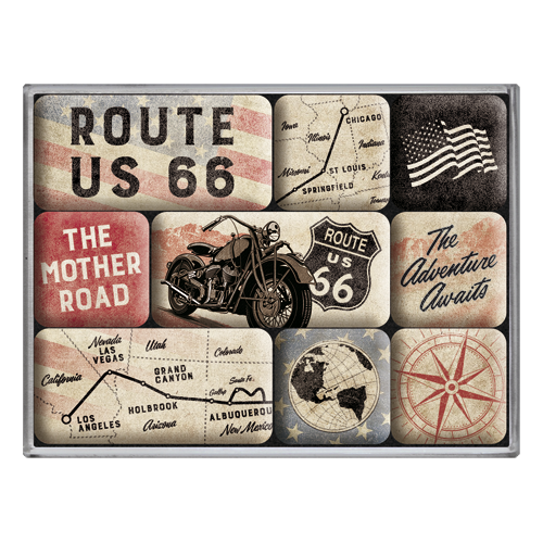 nostalgic-art-route-66-bike-map-set-magneti image 1