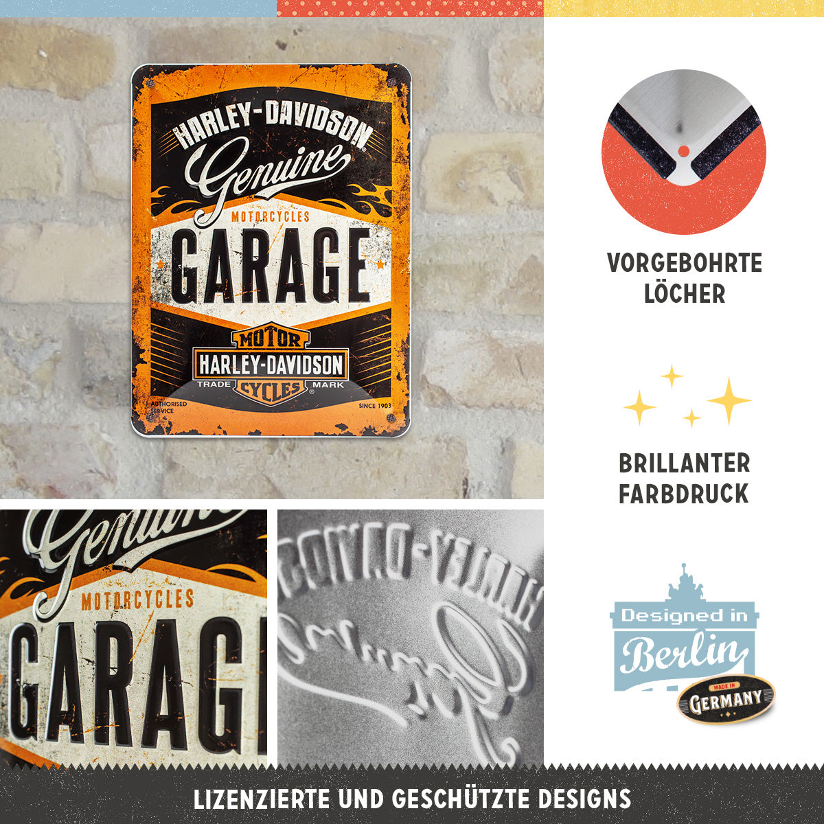 nostalgic-art-harley-davidson-garage-targa-in-metallo-15x20-cm image 2