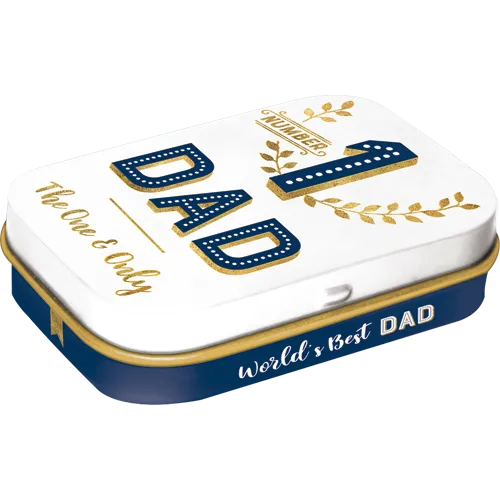 nostalgic-art-number-1-dad-scatolina-tascabile-in-metallo-con-mentine-6x4-cm image 1