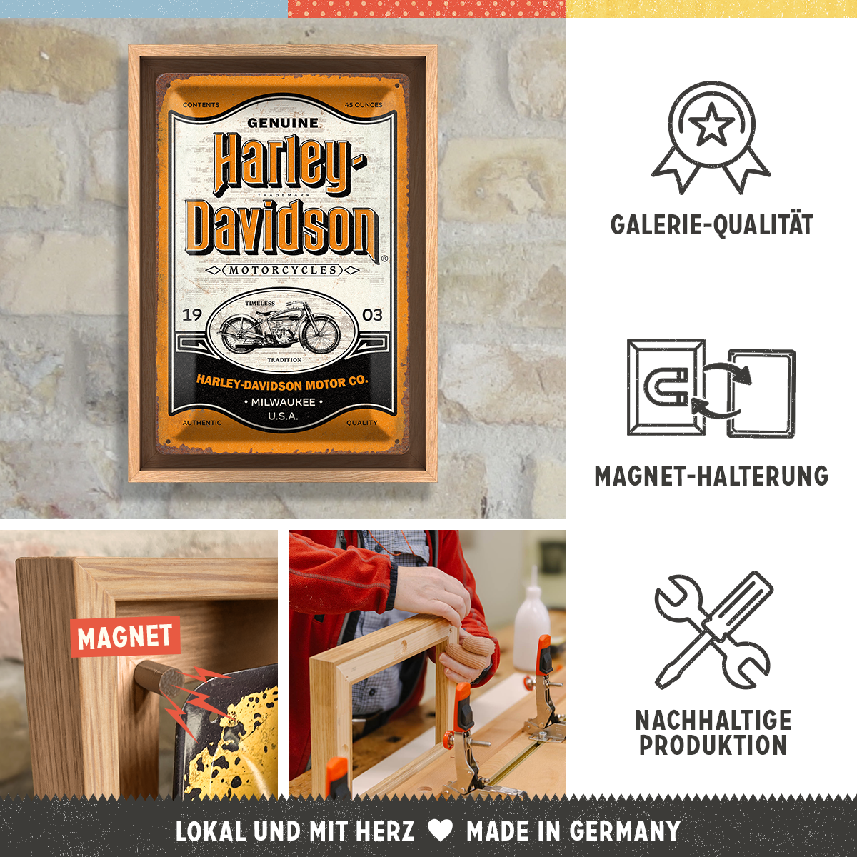 nostalgic-art-harley-davidson-genuine-motorcycles-cornice-n-frame-m-24x33-5-cm image 3