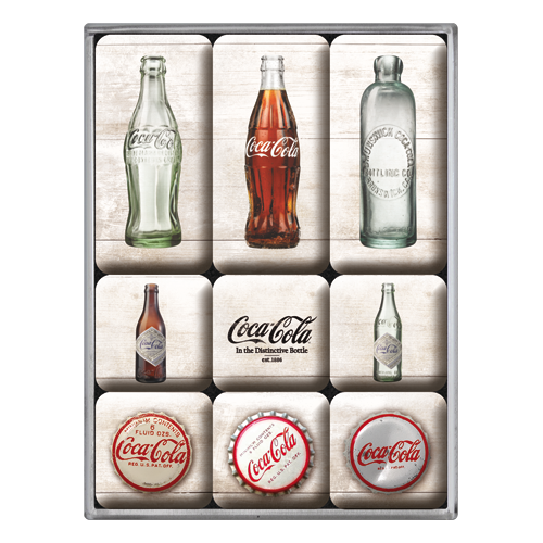 nostalgic-art-coca-cola-bottle-timeline-set-magneti-7x9x2-cm image 1
