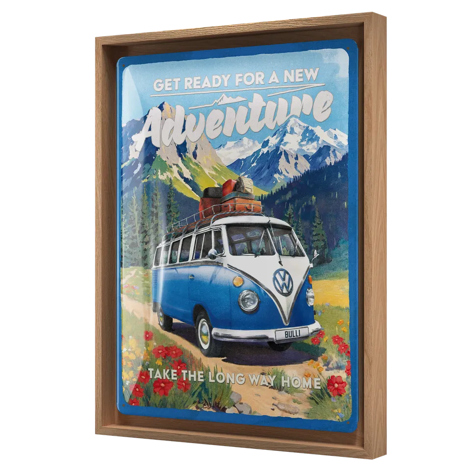 nostalgic-art-vw-bulli-ready-for-a-new-adventure-cornice-n-frame-l-33-5x44-cm image 1