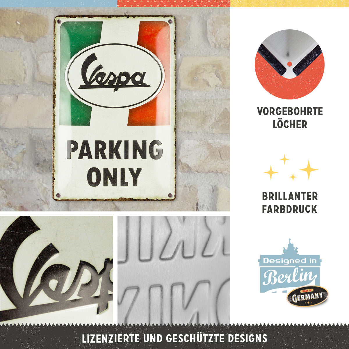 nostalgic-art-vespa-parking-only-italian-targa-in-metallo-20x30-cm image 3