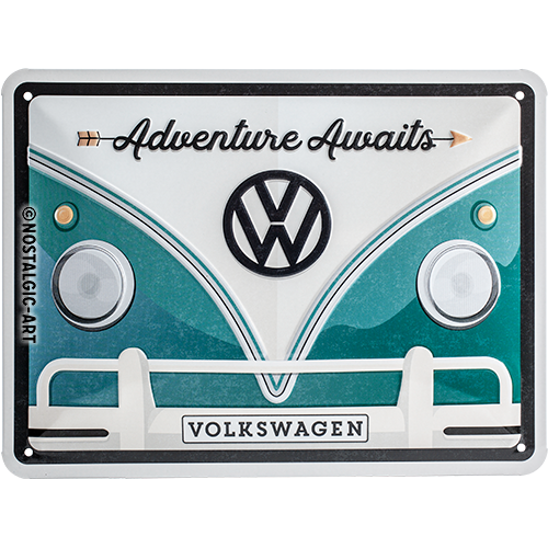 nostalgic-art-vw-bulli-adventure-awaits-targa-in-metallo-15x20-cm-2 image 1