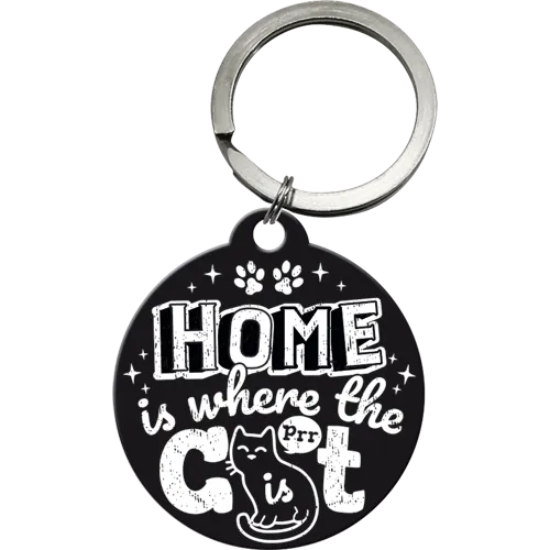 nostalgic-art-home-is-where-the-cat-is-black-portachiavi-tondo image 1