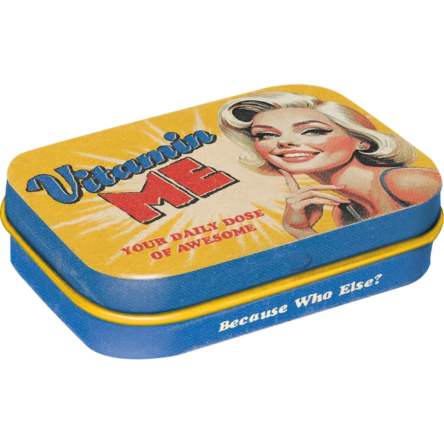 nostalgic-art-vitamin-me-say-it-50s-scatola-di-latta-con-mentine-6x4-cm image 1