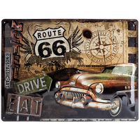 nostalgic-art-route-66-road-trip-targa-in-metallo-30x40-cm image 2