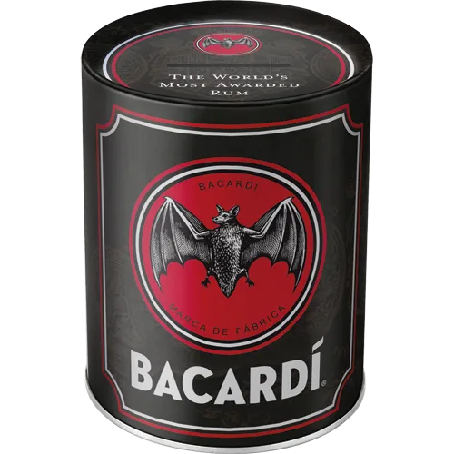 nostalgic-art-bacardi-logo-black-salvadanaio-in-latta-1-litro image 1