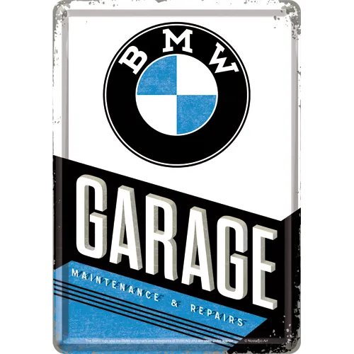 nostalgic-art-bmw-garage-card-metallica-10x14-cm-licenza-ufficiale image 1