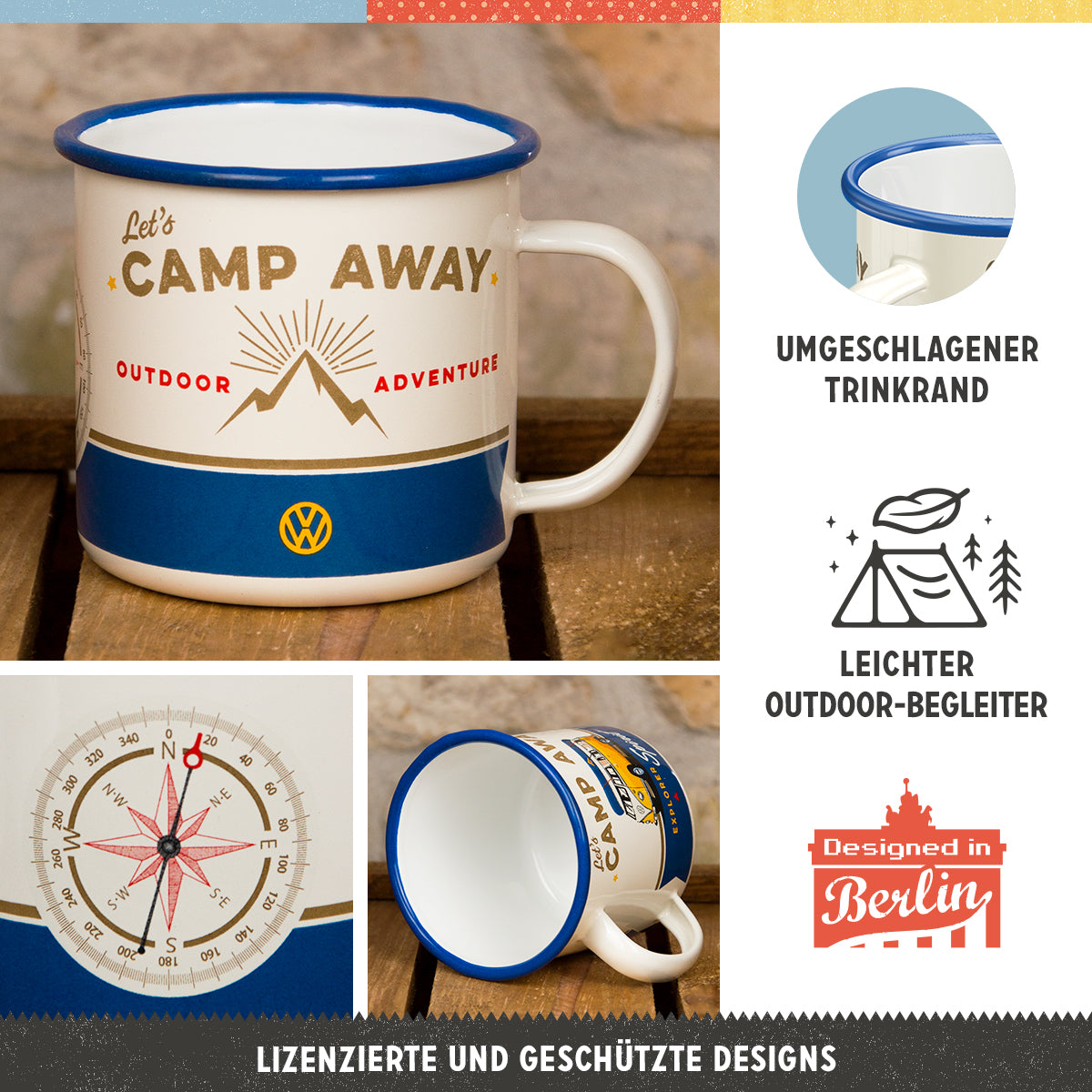 nostalgic-art-volkswagen-vw-bulli-let-s-camp-away-tazza-smaltata-360-ml image 3