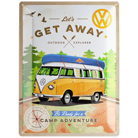 nostalgic-art-volkswagen-vw-bulli-let-s-get-away-targa-in-metallo-30x40-cm image 2