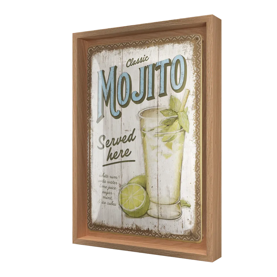 nostalgic-art-mojito-served-here-n-frame-m-edition-insegna-in-metallo-con-cornic image 1