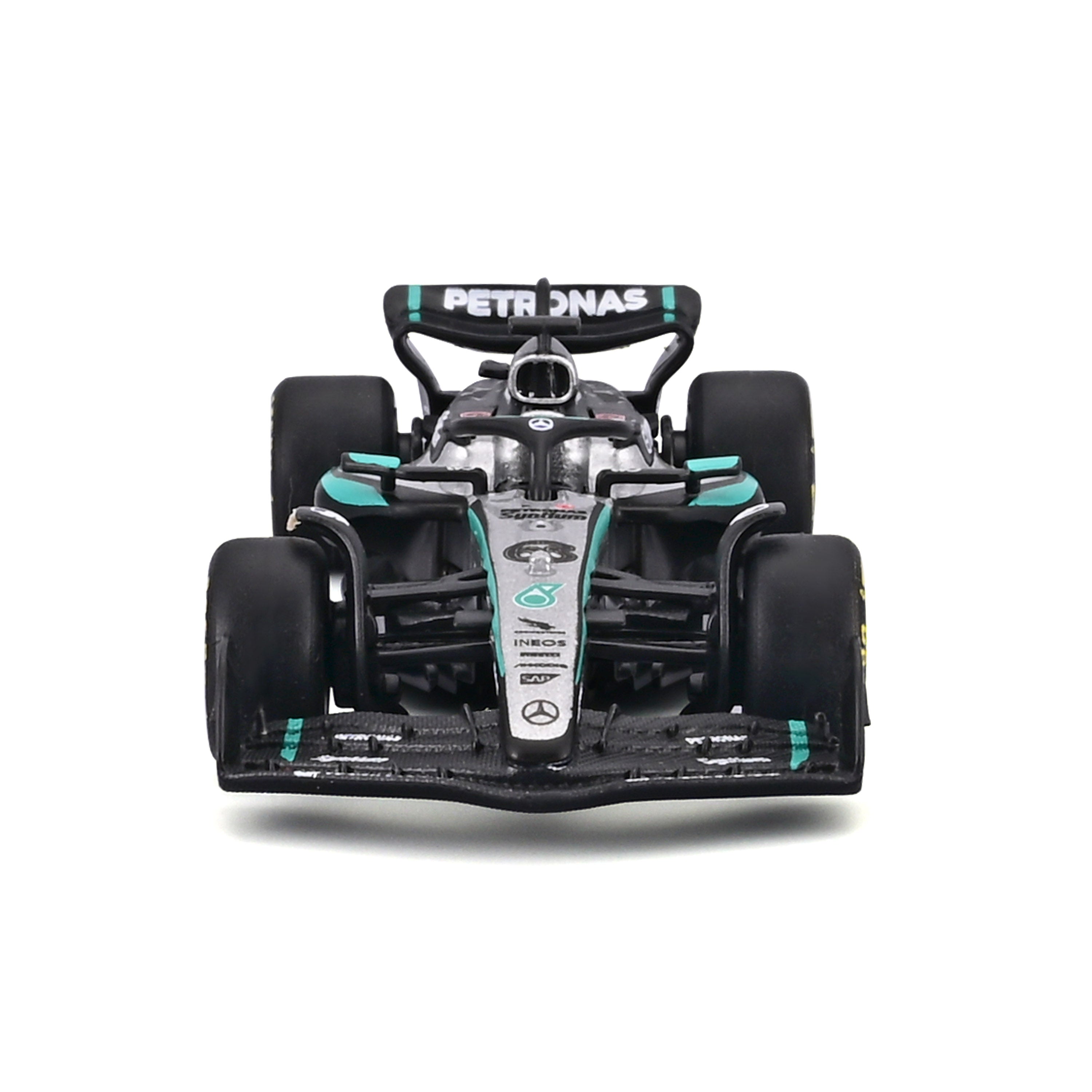 bburago-mercedes-amg-f1-w16-2025-63-george-russell-modellino-scala-1-64-con-teca image 3