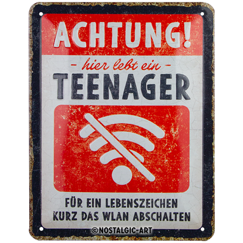 nostalgic-art-achtung-teenager-wlan-insegna-in-metallo-15-x-20-cm image 1
