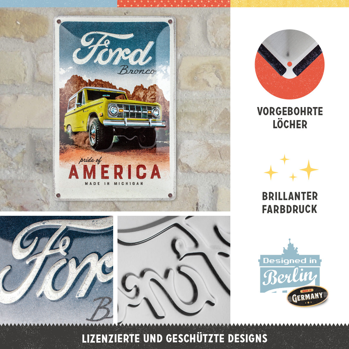 nostalgic-art-ford-bronco-pride-of-america-targa-in-metallo-20x30-cm-2 image 2