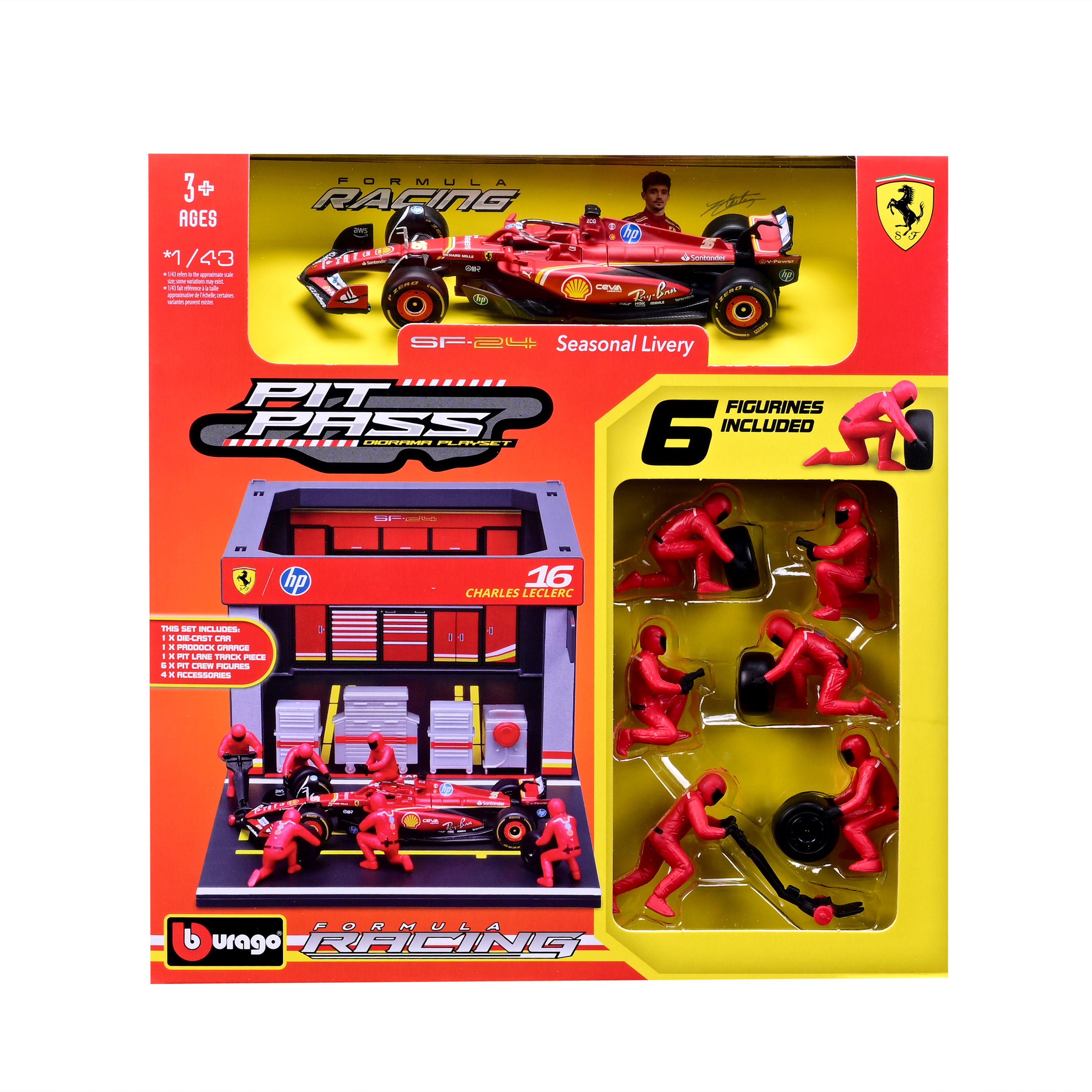 bburago-ferrari-sf-24-16-charles-leclerc-pit-stop-playset-1-43-f1-2024 image 7