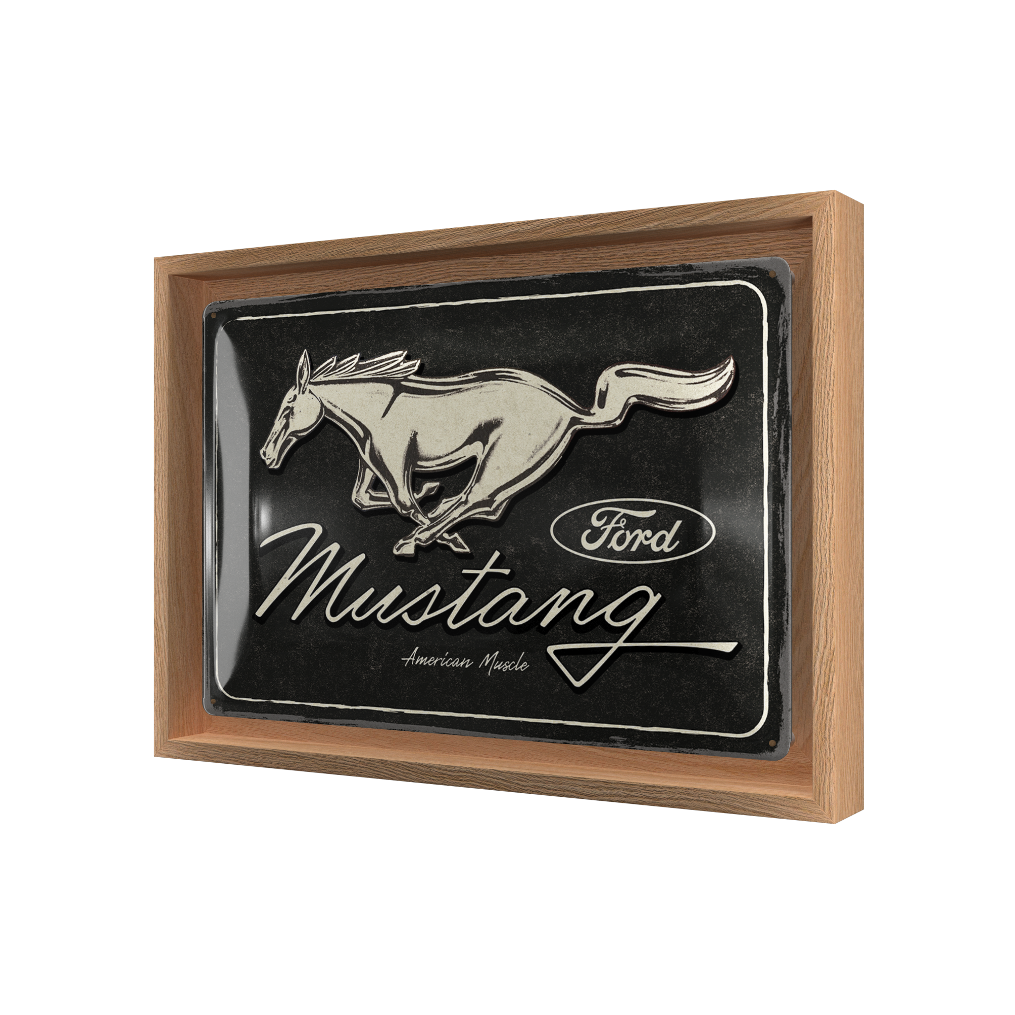 nostalgic-art-ford-mustang-horse-logo-black-insegna-n-frame-m-edition-24x33-5-cm image 1