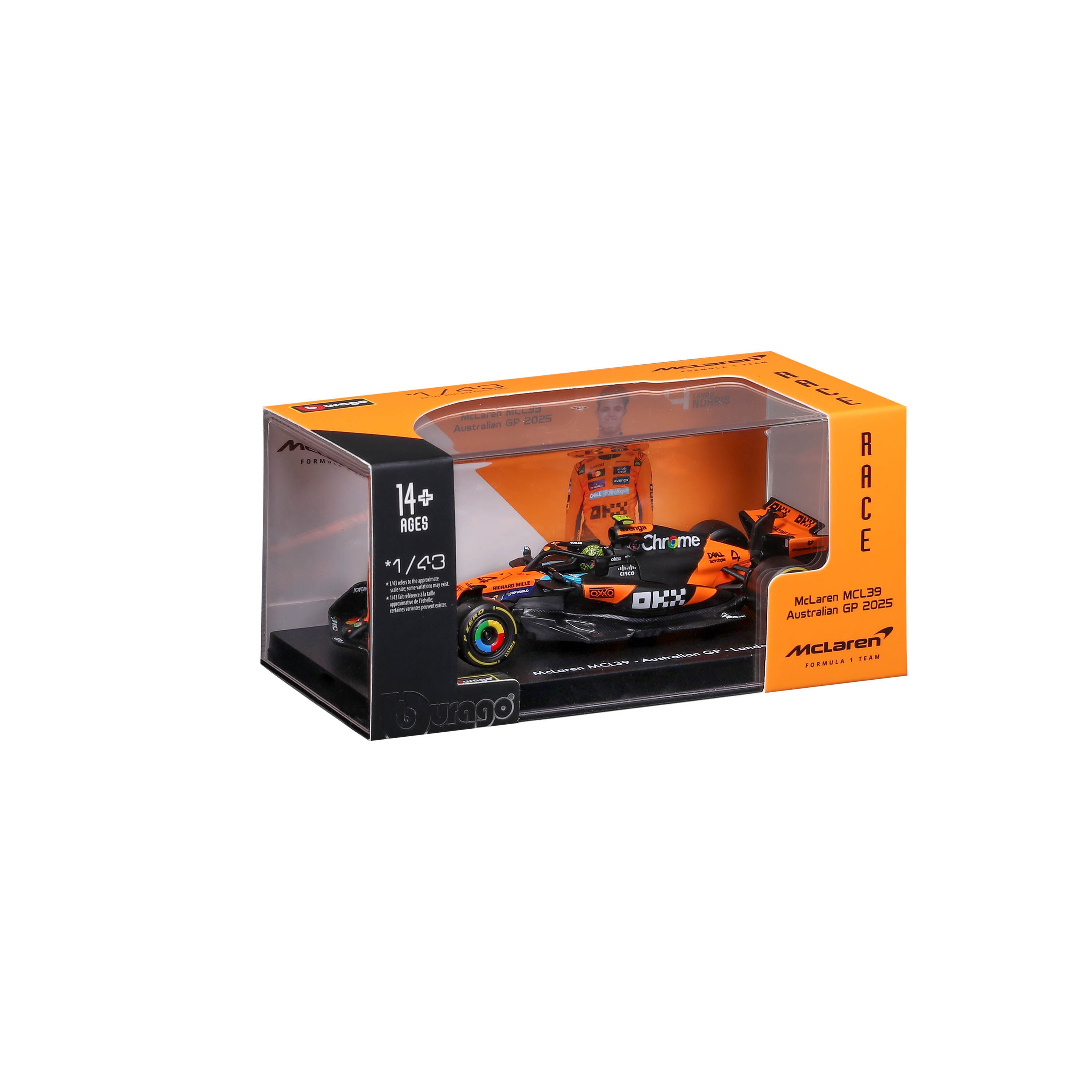 bburago-mclaren-f1-mcl39-2025-4-lando-norris-1-43-con-base-e-teca image 2